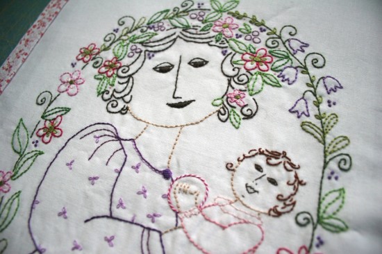 Mother and Child stitchery done with Aurifil 12wt. thread