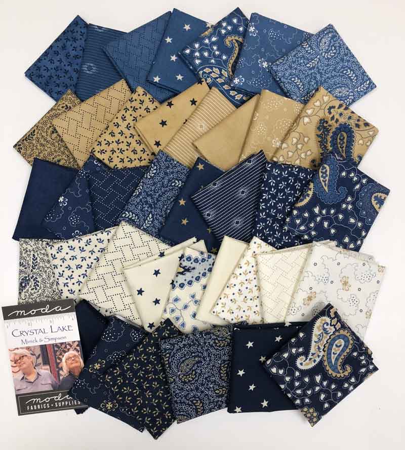 42-10 inch Precut Fabric Quilt Squares by Minick & Simpson Crystal Lake Layer Cake